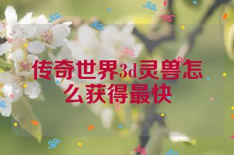 传奇世界3d灵兽怎么获得最快