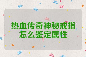 热血传奇神秘戒指怎么鉴定属性