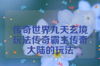 传奇世界九天玄境玩法传奇霸主传奇大陆的玩法