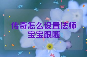 传奇怎么设置法师宝宝跟随