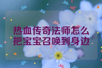 热血传奇法师怎么把宝宝召唤到身边
