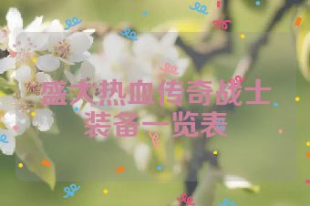 盛大热血传奇战士装备一览表