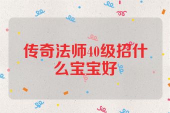 传奇法师40级招什么宝宝好