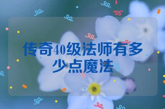 传奇40级法师有多少点魔法