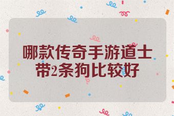 哪款传奇手游道士带2条狗比较好