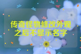 传奇怪物修改外观之后不显示名字