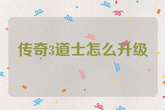 传奇3道士怎么升级