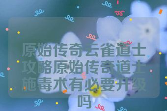 原始传奇云雀道士攻略原始传奇道士施毒术有必要升级吗