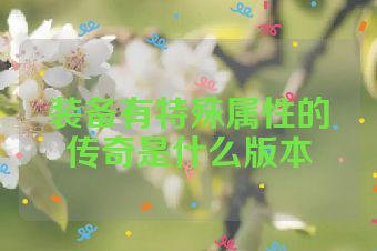 装备有特殊属性的传奇是什么版本