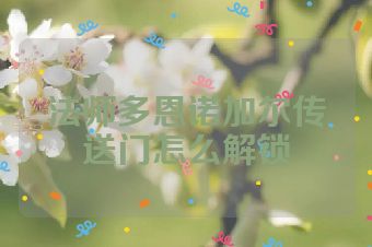法师多恩诺加尔传送门怎么解锁