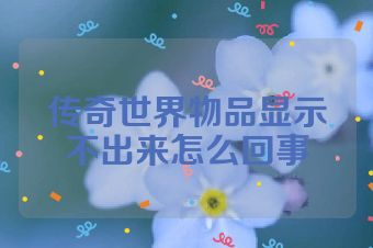 传奇世界物品显示不出来怎么回事