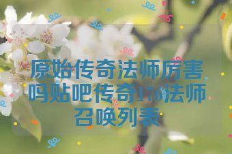 原始传奇法师厉害吗贴吧传奇176法师召唤列表