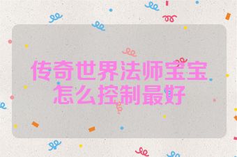 传奇世界法师宝宝怎么控制最好