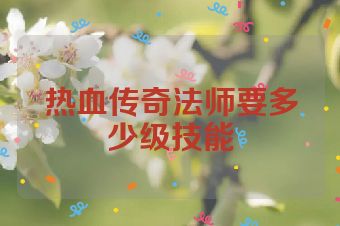 热血传奇法师要多少级技能