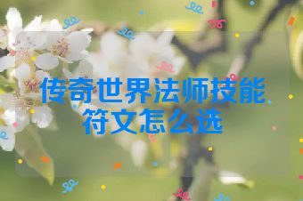 传奇世界法师技能符文怎么选