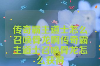 传奇霸主道士怎么召唤骨龙啊传奇霸主道士召唤骨龙怎么获得