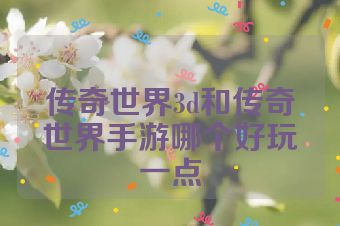 传奇世界3d和传奇世界手游哪个好玩一点