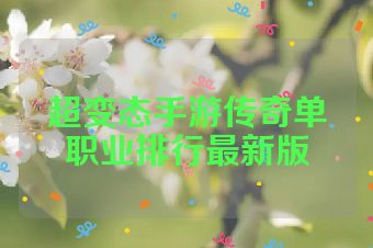 超变态手游传奇单职业排行最新版