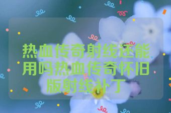 热血传奇射线还能用吗热血传奇怀旧版射线补丁