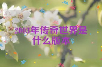 2003年传奇世界是什么版本