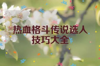 热血格斗传说选人技巧大全