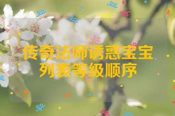 传奇法师诱惑宝宝列表等级顺序