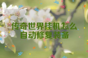 传奇世界挂机怎么自动修复装备