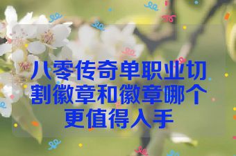 八零传奇单职业切割徽章和徽章哪个更值得入手