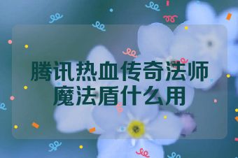 腾讯热血传奇法师魔法盾什么用