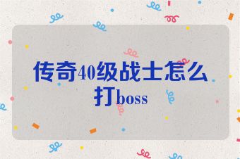 传奇40级战士怎么打boss