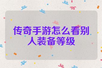 传奇手游怎么看别人装备等级
