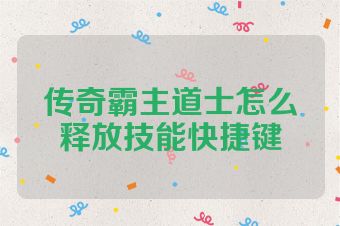 传奇霸主道士怎么释放技能快捷键