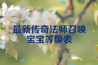 最新传奇法师召唤宝宝等级表