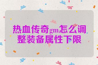 热血传奇gm怎么调整装备属性下限