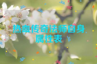 热血传奇法师自身属性表