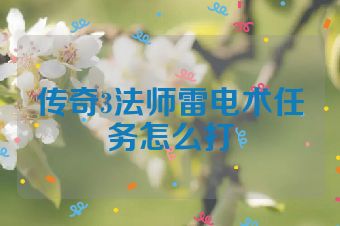 传奇3法师雷电术任务怎么打