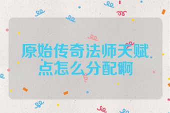 原始传奇法师天赋点怎么分配啊