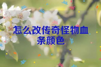 怎么改传奇怪物血条颜色