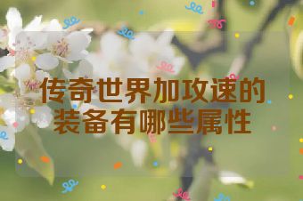 传奇世界加攻速的装备有哪些属性