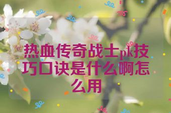 热血传奇战士pk技巧口诀是什么啊怎么用