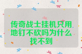 传奇战士挂机只用地钉不砍吗为什么找不到