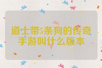道士带5条狗的传奇手游叫什么版本