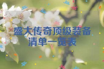 盛大传奇顶级装备清单一览表