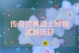 传奇世界道士终极武器选择