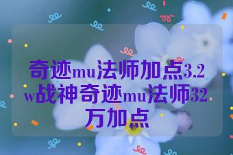 奇迹mu法师加点3.2w战神奇迹mu法师32万加点