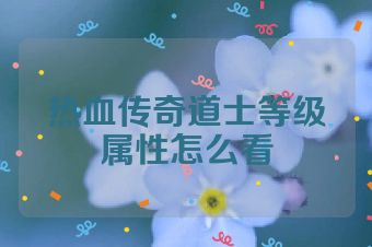 热血传奇道士等级属性怎么看