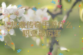热血传奇手游什么职业最厉害