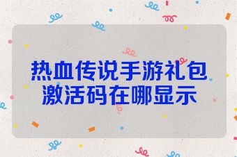 热血传说手游礼包激活码在哪显示