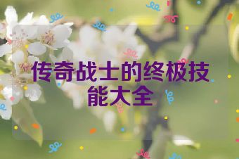 传奇战士的终极技能大全