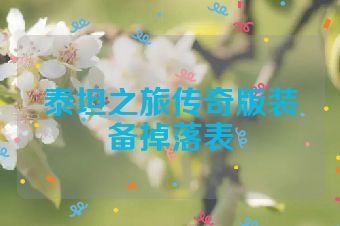 泰坦之旅传奇版装备掉落表